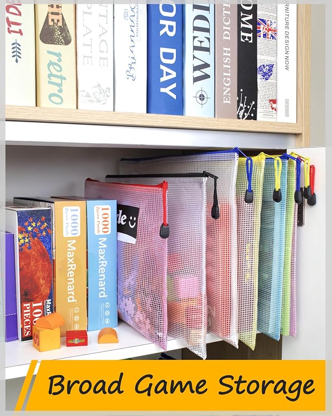SUNEE Multisize Mesh Zipper Pouches (9 Colors, 24 Packs), Zip Bag for School Office Supplies, Puzzles & Games Organizing Storage