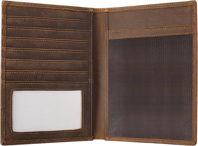 Jack&Chris Leather Passport Holder RFID Blocking Passport Travel Wallet Cover Case for Men Women Brown JC17