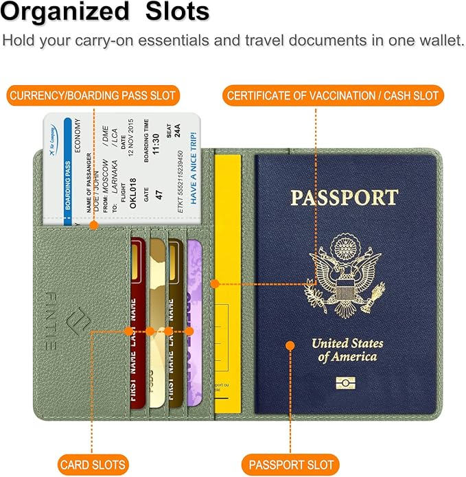 FINTIE Passport Holder, Slim Travel Wallet RFID Blocking Card Case Cover Passport Cover Protector Essentials with Credit Card Slots for Women/Men | Slim, RFID Blocking, Card Case Cover, Essentials, Credit Card Slots