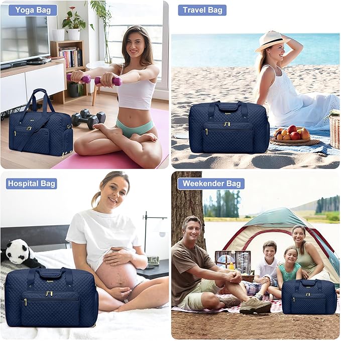 Large Weekender Travel Duffle Bag - With Shoe Compartment Weekender Bags for Womens Carry on Overnight Bag with Toiletry Bag Gym Duffel Bags with Wet Pocket Hospital Bags for Women Labor and Delivery