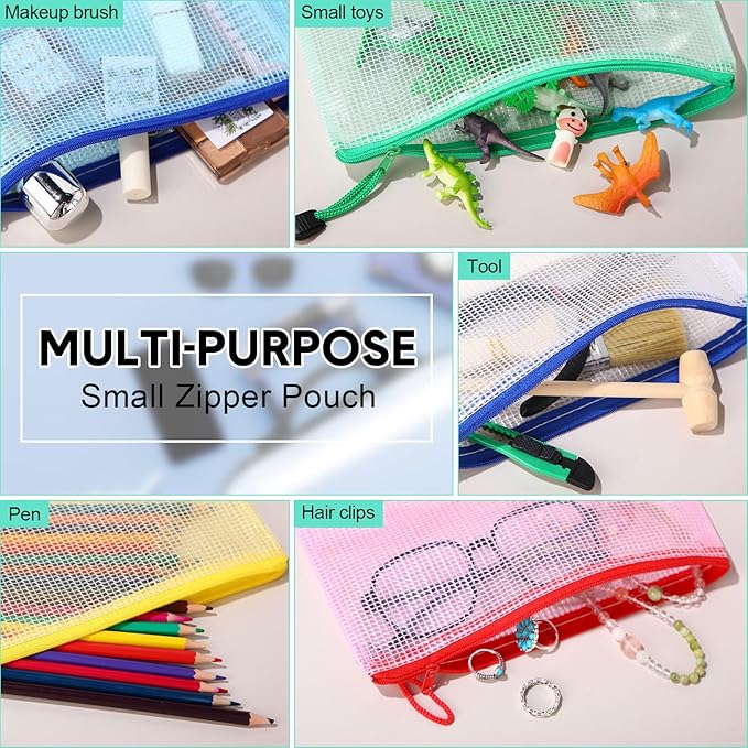 Harloon 150 Pack Pencil Pouch Bulk Gifts Back to School Mesh Zipper Pencil Cases 9.5 x 4.5 Inch Small Clear Holder Storage Multipurpose Cosmetics Toiletry Bags for Office Bill Travel(5 Colors)