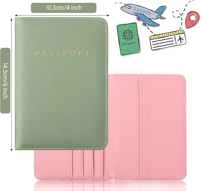 2 Pcs Passport Cover Holder for Travel Waterproof Leather Passport Wallet Case Book Travel Cruise Essentials for Women Men | 2 Pieces, Bridal, Holder, Waterproof, Holder Covers, Travel Wallet