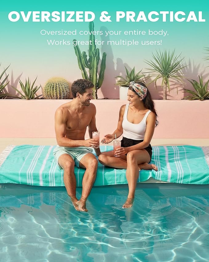 Turkish Beach Towels Quick Dry Sand Free Soft Absorbent Adult Oversized Bath Pool Swim Long Stripe Towel Sound Cloud Sandfree Chamois Mat Summer Thing Lightweight Thin Mint Green Vacation Essentials