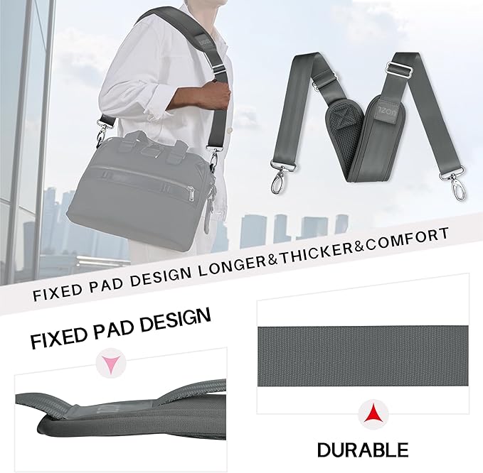 59 Inch Shoulder Straps, Soft with Ultra-Thick Fixed Shoulder Pad, Two Way Independently Adjustable Buckle Replacement Straps for Laptop Bag Messenger Bag Tool Bag Luggage,Deep Gray