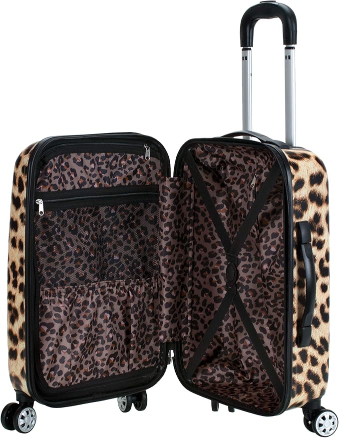 Rockland Safari Hardside Spinner Wheel Luggage, Leopard, 3 Piece (20"/24"/28")