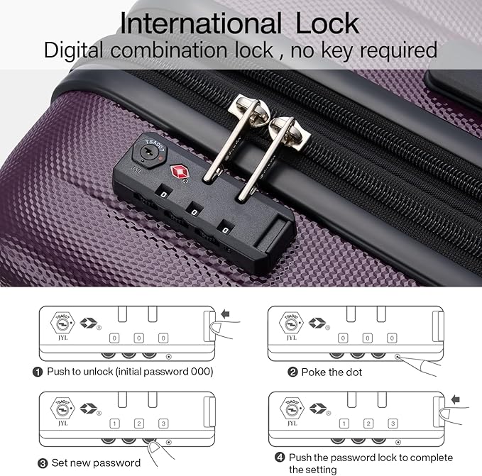 Hanke Expandable Hard Shell Luggage Sets 2 piece Carry on Luggage with Wheels Suitcases Lightweight Checked Tsa Luggage Rolling Large Suitcase Travel Luggage Bag Woman Men 20/29 Inch(Purple)