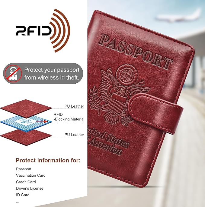 Herain Passport Holder for Travel Cruise Essentials, 2 Pcs Passport Cover Wallet Case Travel Gifts Women Men Family, RFID Passports Book Card Holders Travels Accessories Must Haves