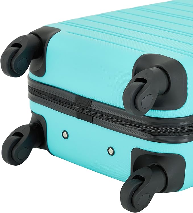 kensie 22" Peonies Hardside Carry-On Luggage with ID Tag, Pool Blue