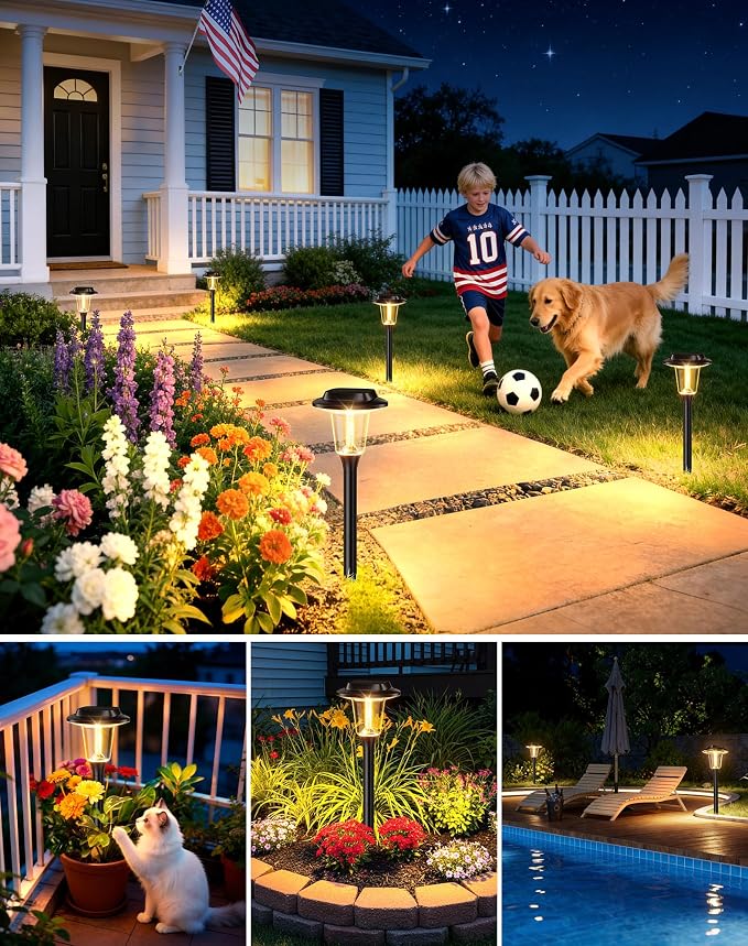 2026 New Solar Pathway Lights, 8 Pack Solar Lights Outdoor, Waterproof IP65, Upgraded Bright LED, Auto On/Off, Modern Garden Lights, Solar Powered Light for Yard, Lawn, Walkway, Driveway, Patio Decor