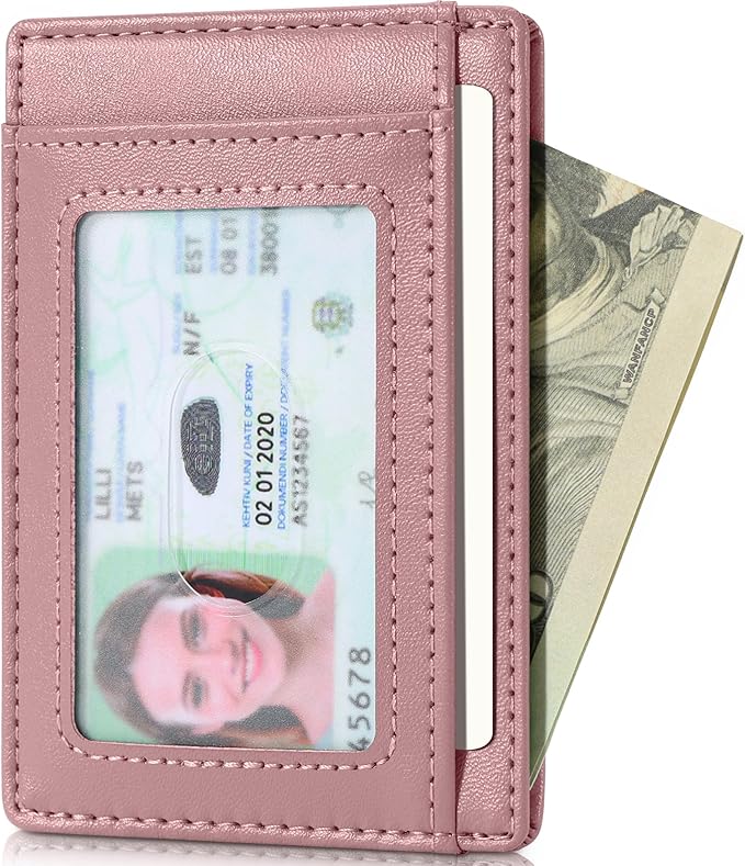 Travelambo Slim Wallet Front Pocket Minimalist Leather RFID Blocking Medium Size