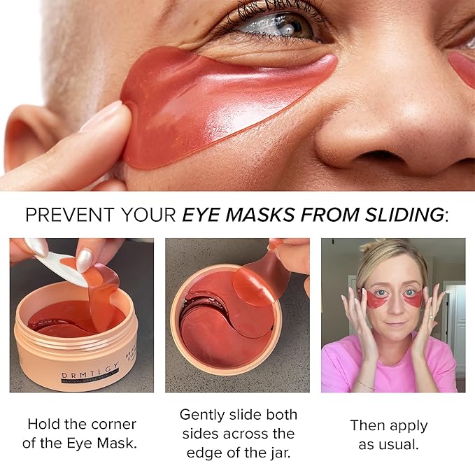 DRMTLGY Brightening Eye Masks – Biodegradable Hydrogel Under Eye Patches with Caffeine, Peptides, Hyaluronic Acid & Niacinamide – Depuff, Hydrate & Smooth Dark Circles – 60 Count