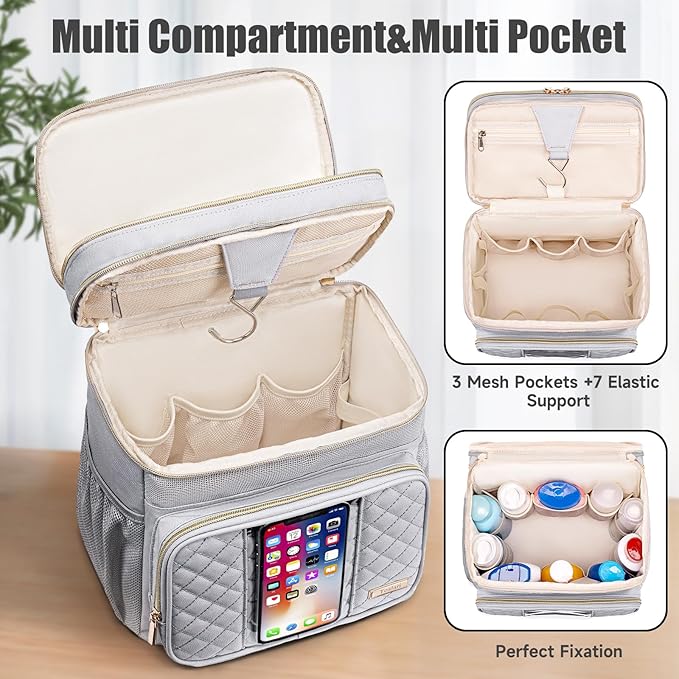 Large Toiletry Bag for Women Men,Bathroom Bag,Water Resistant Shower Bag,Makeup Bag,Portable Shower Caddy for College Dorm,Hanging Travel Toiletry Bag with Transparent Waterproof Phone Pocket