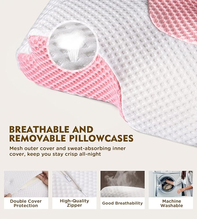 Osteo Cervical Pillow for Neck Pain Relief, Hollow Design Odorless Memory Foam Pillows with Cooling Case, Adjustable Orthopedic Bed Pillow for Sleeping, Support for Side Back Sleepers
