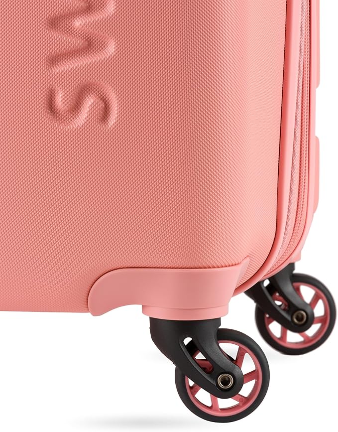 SwissGear 7366 Signature Hardside Expandable Luggage with Spinner Wheels, TSA Lock, Coral Almond, Checked-Medium 23-Inch
