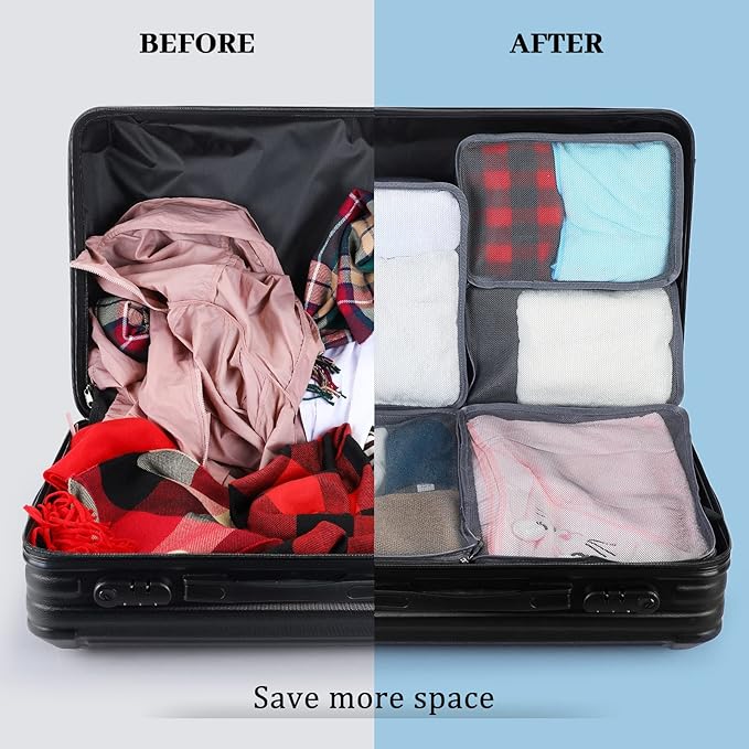 Tudomro 12 Pcs Large Packing Cubes Luggage Organizers for Suitcase Mesh Travel Organizer Bags Travel Packing Organizers for Traveling Camping Hiking