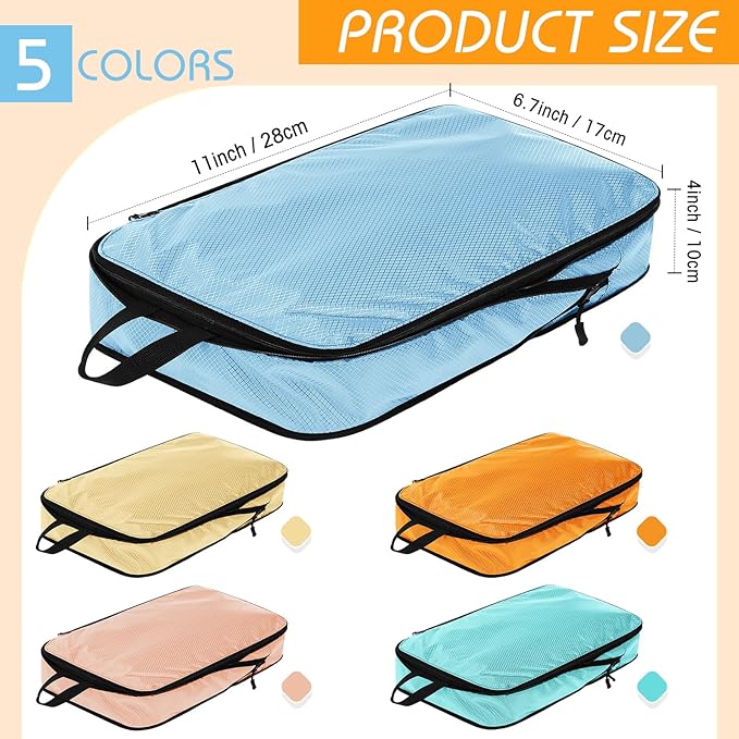 5 Pack Compression Packing Cubes for Travel Space Saving Cubes Luggage Organizer for Suitcase(Pastel,S)