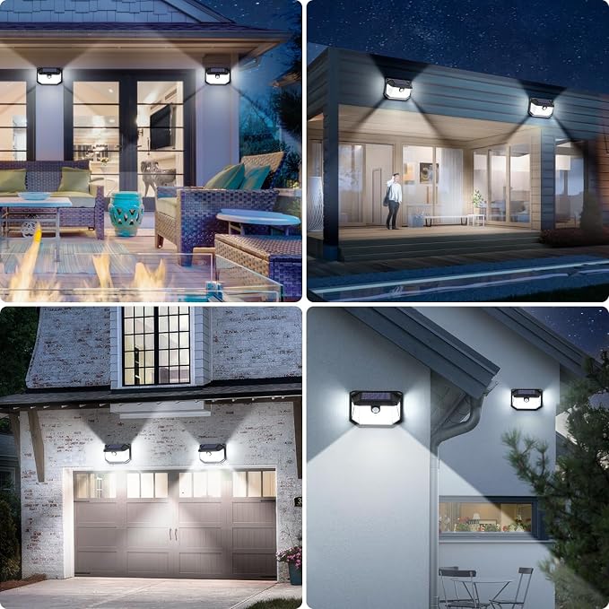 Solar Outdoor Lights, 16-Pack Super Bright 178 LEDs Motion Sensor Wall Light with 270° Wide Angle & 3 Modes, Waterproof Solar Powered Security Light for Patio Garden Garage Front Door