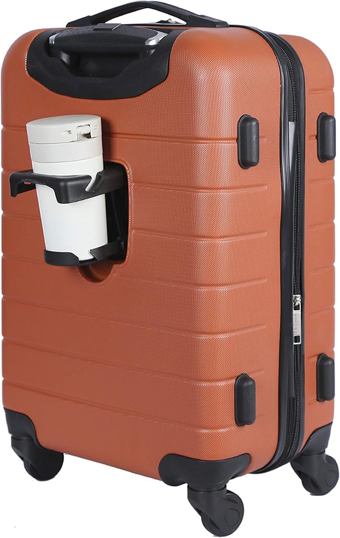 Wrangler Smart Spinner Hardside Luggage, 22-Inch Carry-On, Burnt Orange