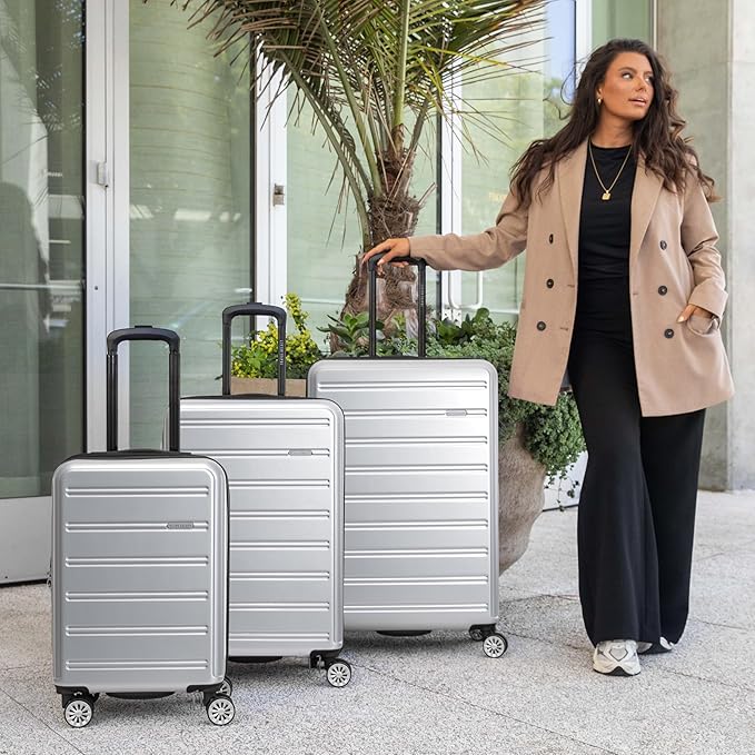 Travel Select Snowcreek Hardside Expandable Spinner Luggage Set w/USB Port, Gray, 3-Piece