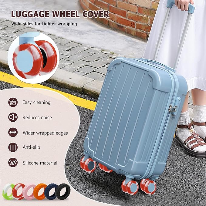 XYOFUN Luggage Compartment Wheel Protection Cover - Upgraded 8-Pack Anti Dust & Scratch Noise Reduction Carry On/Travel Suitcase Wheel Protector - For 2-2.4" wheels - Gradient Red