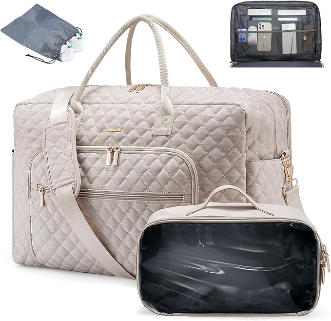 LOVEVOOK Travel Duffle Bag - Women's Weekender Carry On Overnight Laptop & Gym Bag With Toiletry/Shoe Pocket, Hospital Labor Bag