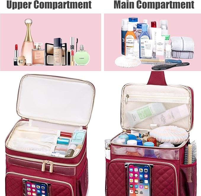 Large Toiletry Bag for Women Men,Bathroom Bag,Water Resistant Shower Bag,Makeup Bag,Portable Shower Caddy for College Dorm,Hanging Travel Toiletry Bag with Transparent Waterproof Phone Pocket