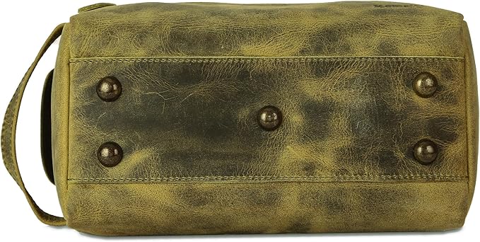KomalC Premium Buffalo Leather Toiletry Bag for Men & Women With Water resistant Lining, Grooming Travel Pouch, Unisex Wash Bag for Toiletries, Gifts for Men and Women
