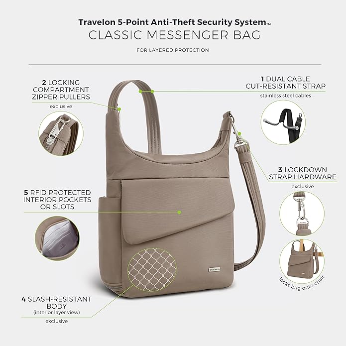 Travelon Anti-Theft Classic Messenger Bag