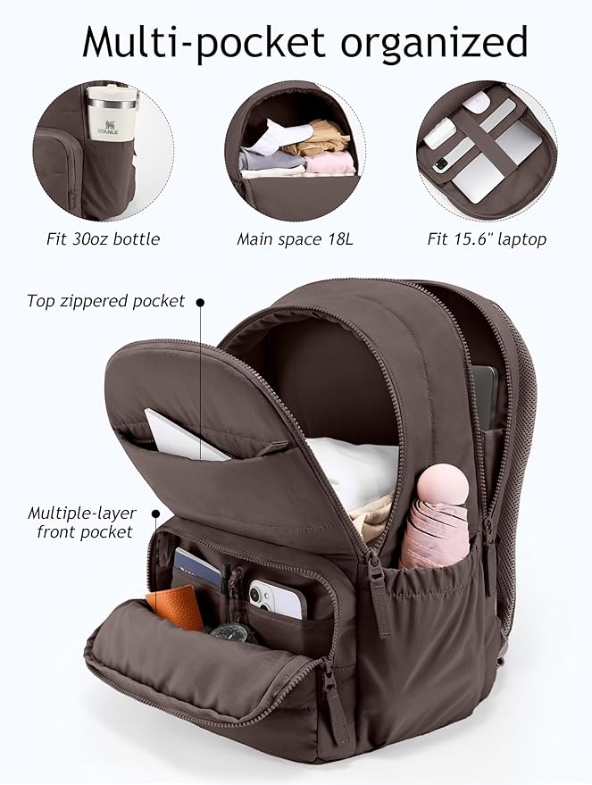 Travel Backpack for Women, 15.6 Inch Laptop Backpack, Quilted College Bookbag, Cute Work Backpacks, Water Resistant