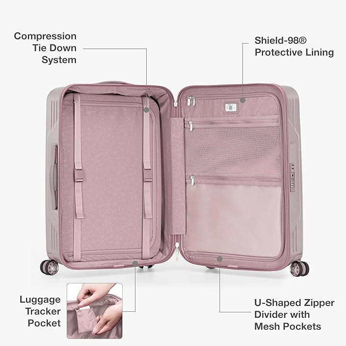 Traveler's Choice Ultimax II Polycarbonate Hardside Luggage with Spinner Wheels, Pink, 21-Inch Carry-On