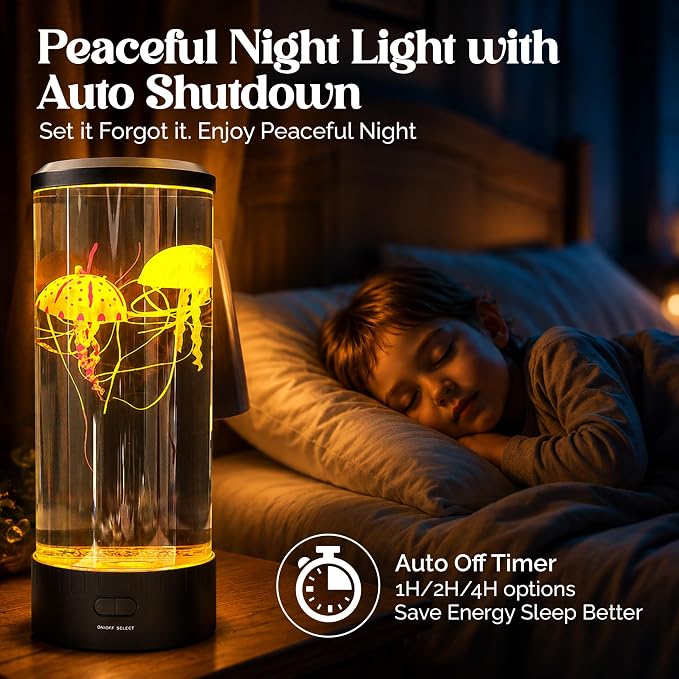 Jellyfish Lamp, 16 Color Options, 4 Mode Lifelike Jellyfish Aquarium, Auto Shutdown, Remote Control Electric Jellyfish LED Night Light, Fake Aquarium, Home Decor, Sensory Lamp for Autism, ADHD