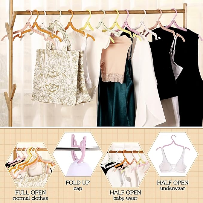 24 Pcs Travel Hangers Portable Foldable Hangers Cruise Ship Essentials Non-Slip Foldable Space Saving Clothes Drying Rack for Travel Cruise Business Trip Suitcase Dormitory School Hotel(Multicolor)