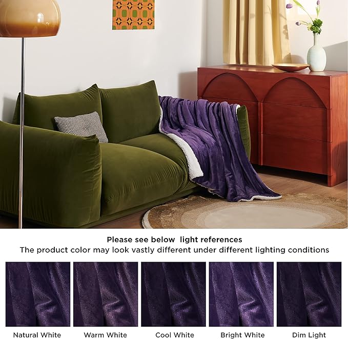 Bedsure GentleSoft Sherpa Fleece Twin Size Blanket for Couch, Non-Heated, Thick and Warm Throw Gifts for Women and Girls, Soft Fuzzy Plush Twin Blanket for Winter, Purple, 60x80 Inches