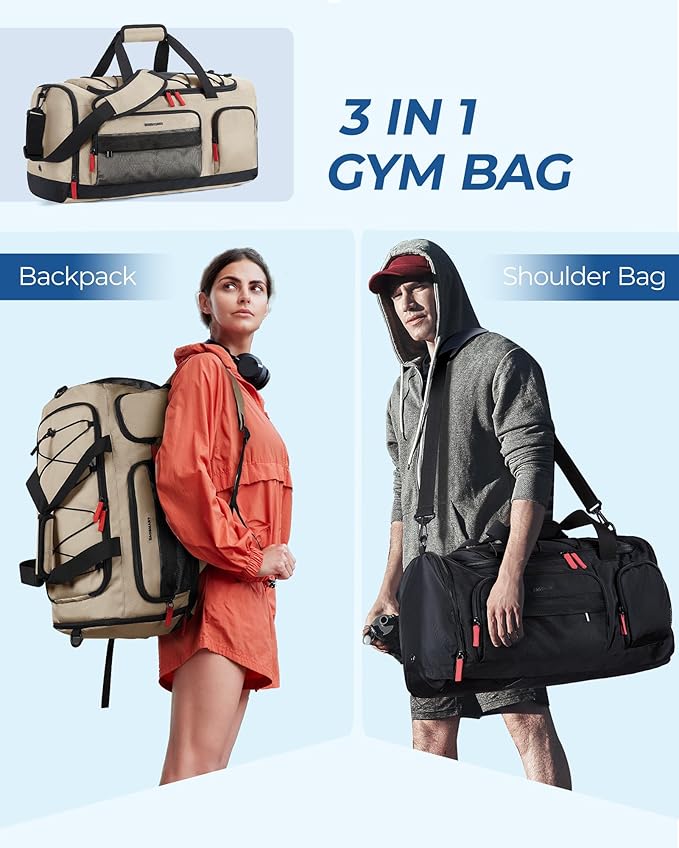 BAGSMART Gym Bag for Women & Men, Sports Travel Duffel Backpack with Shoe Compartment Laptop Compartment, Water Resistant Carry On Weekender Bag for Airplane