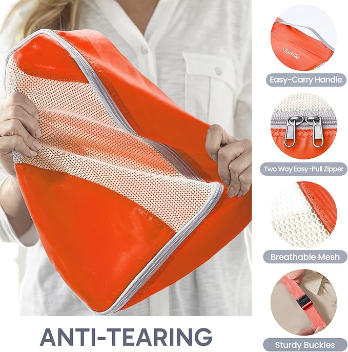 10 Set Packing Cubes for Travel, Gifts for Women Mom,Anti-Tearing Suitcase Organizer for Luggage with Shoe & Hanging Toiletry Bag,OlarHike Vacation Essentials & Accessories for Cruise Ship