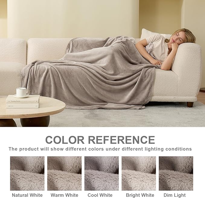 Hansleep Fleece Mocha Brown Throw Blanket, Super Soft Flannel Fuzzy Plush Cozy Blanket for All Seasons, Mocha Brown, Throw 50x60 Inches