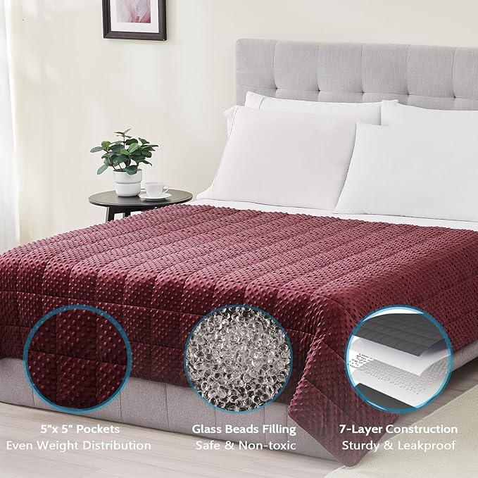 L'AGRATY Weighted Blanket - 36"x48" 5lbs Minky Dots Heavy Blanket with Glass Beads Soft Breathable for All-Season Summer Fall Winter Thick Comfort for Sleeping