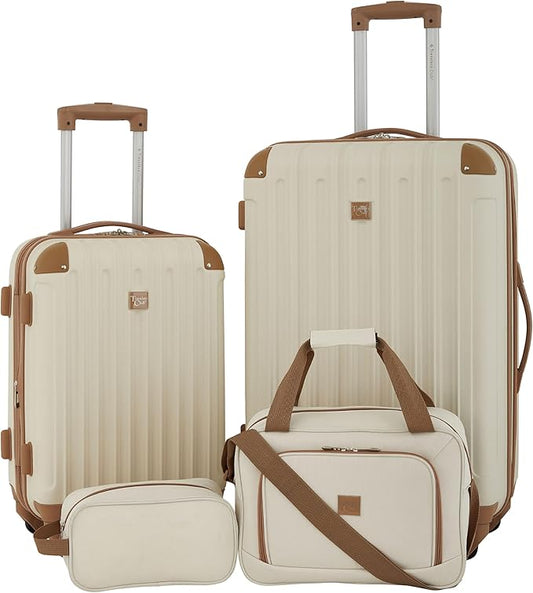 Travelers Club Midtown Hardside 4-Piece Luggage Travel Set, Vanilla