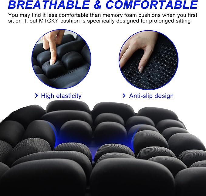 Upgrade Travel Seat Cushion for Airplane,Portable&Adjustable Air Seat Cushion,Coccyx Tailbone Pain Relief Chair Pad,Inflatable Cushion for Wheelchair, Travel,Driving,Office Work