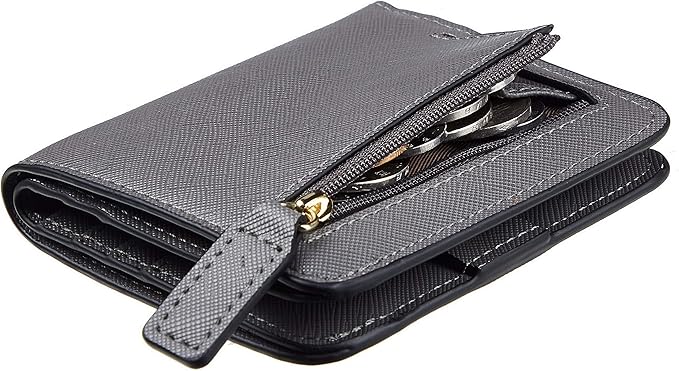 Toughergun Women’s Small Slim Leather Wallet with RFID Protection, Compact Bifold Mini Purse with Clear ID Window