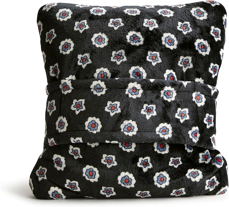 Vera Bradley Women's Fleece Plush Throw Blanket, Mini Flower Dot Black, One Size