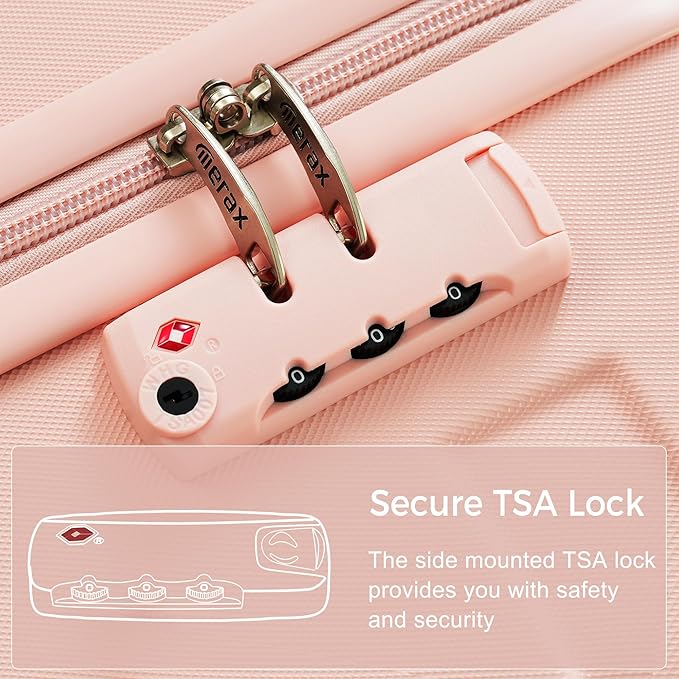 4-Piece Luggage Set, Suitcase with TSA Lock Travel Duffel Bag Wet-Dry Toiletry Bag, Pink