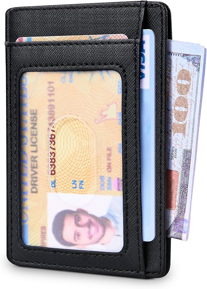 Travelambo Slim Wallet Front Pocket Minimalist Leather RFID Blocking Medium Size