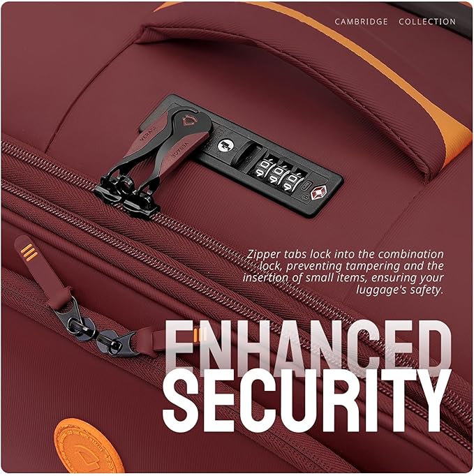 Verage Cambridge Lightweight Carry On Luggage,Softside Expandable Suitcase with Spinner Wheel (20-Inch, Burgundy)