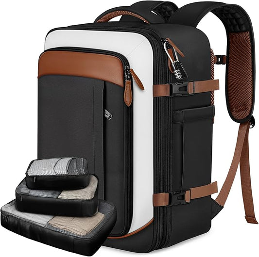 Vancropak 40L Carry On Travel Backpack for Men & Women, Expandable Flight Approved Weekender Backpack with 3 Packing Cubes, Water-Resistant Anti-Theft Laptop Backpack, Lightweight Business Travel Bag