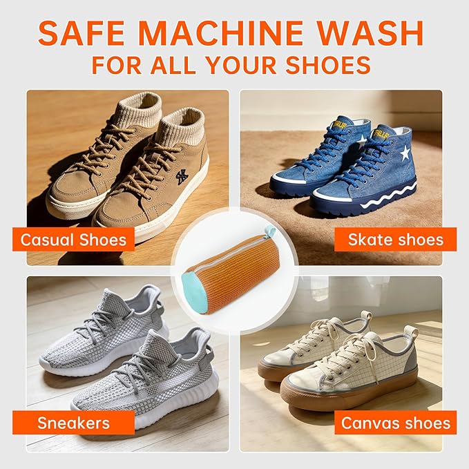 1PCS Shoes Washing Machine Bags, Laundry Shoe Bag for Washer and Dryer, Reusable and Durable Zipper Sneaker Shoe Washing Bag, Tennis Shoes Cleaning Bag for All Shoe Types (Chocolate)