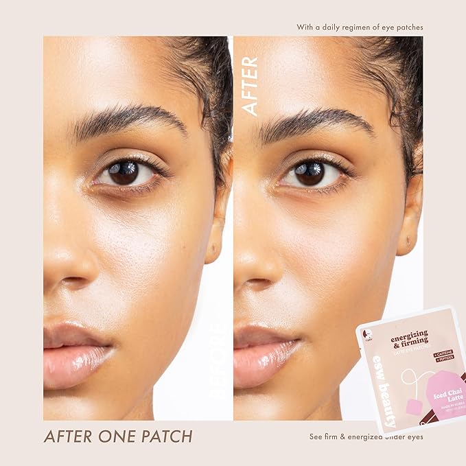 ESW Beauty Iced Chai Latte Under Eye Patches (5-Pack) – Energizing & Firming - Soothing with Chai, Caffeine & Peptides for Tired Under Eyes & Dark Circles