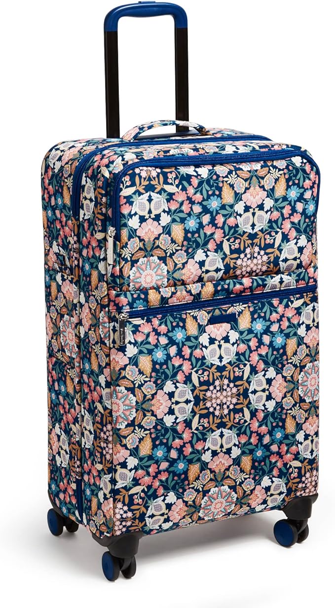 Vera Bradley Women's Softside Rolling Suitcase Luggage, Enchanted Mandala Blue, 22" Carry On & 27" Check In