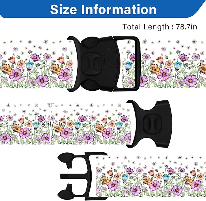 Luggage Straps for Suitcases, Travel Adjustable Belt with Quick Release Buckle, Heavy Duty Nylon Bag Packing Strap, Unique Bright Identifiers Business Travel Accessories (2 Pack) - Colorful Daisy