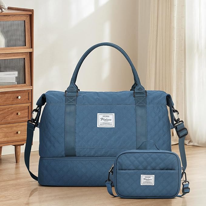 Weekender Bags for Women, Carry on Overnight Weekend Travel Duffel Bag with Shoes Compartment &Toiletry Bag, Personal Item Bag for Travel Business Trips Sport Hospital